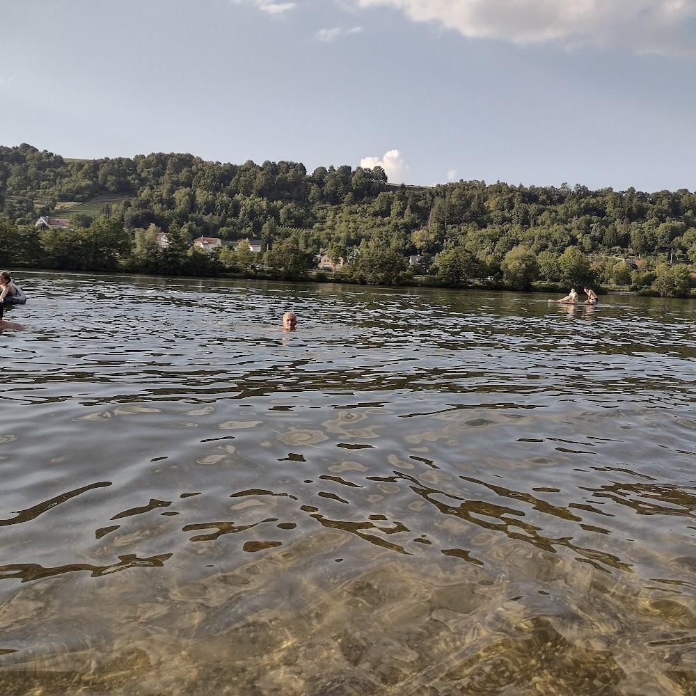 People swimming in a lake.